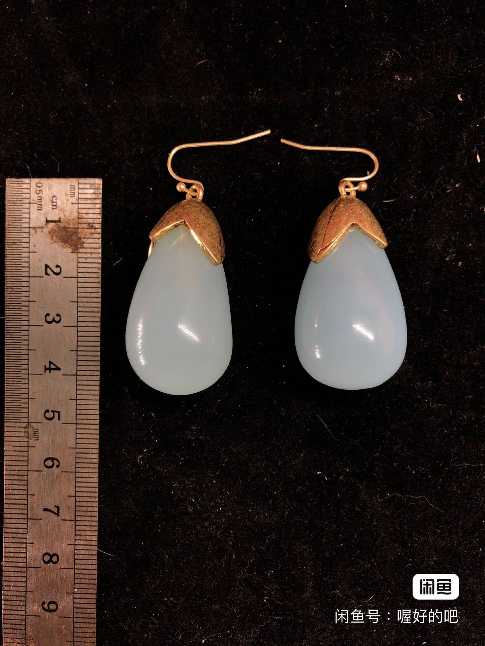 中古vintage欧式复古宝石茄子耳坠耳_2