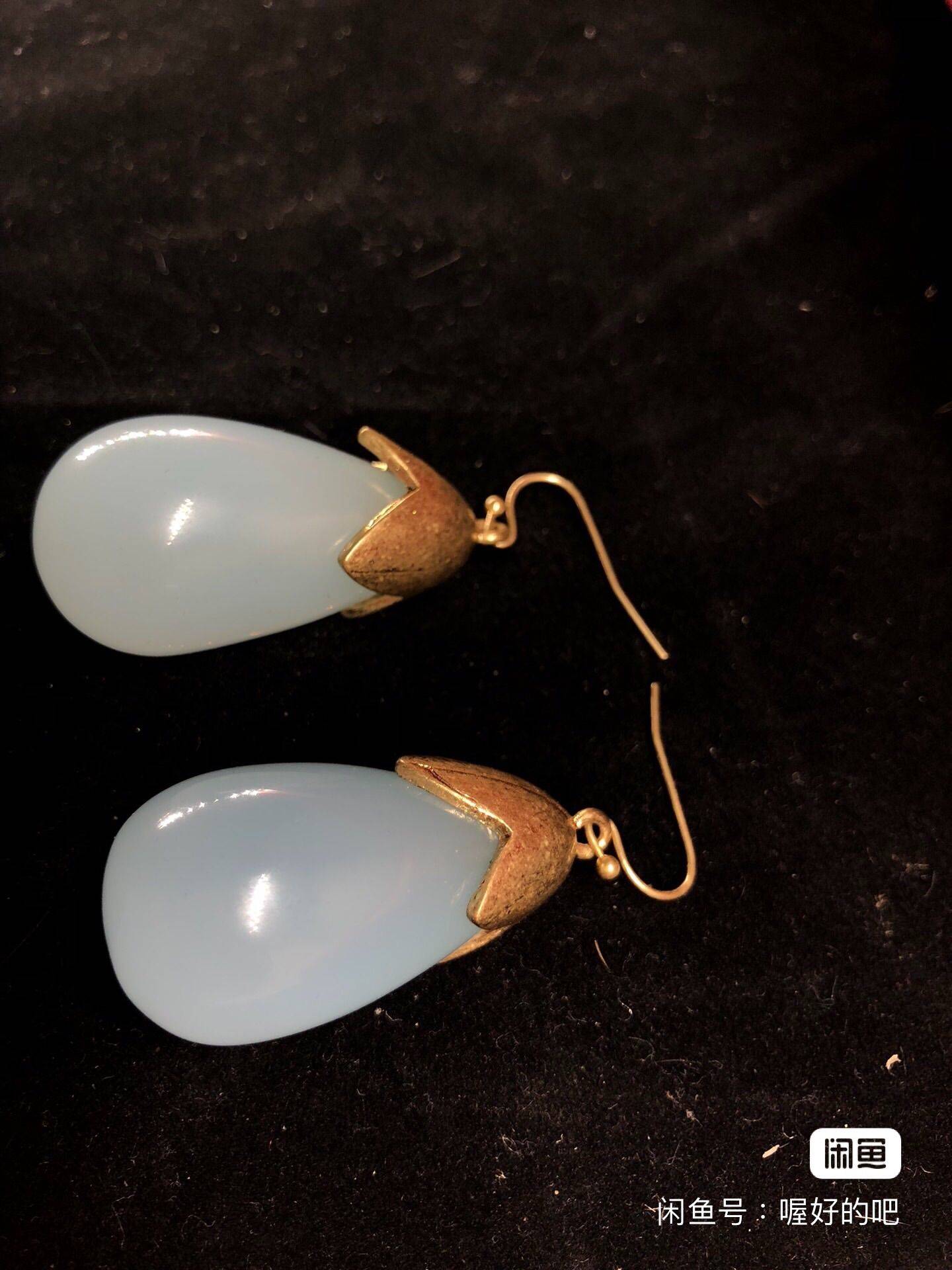 中古vintage欧式复古宝石茄子耳坠耳_1