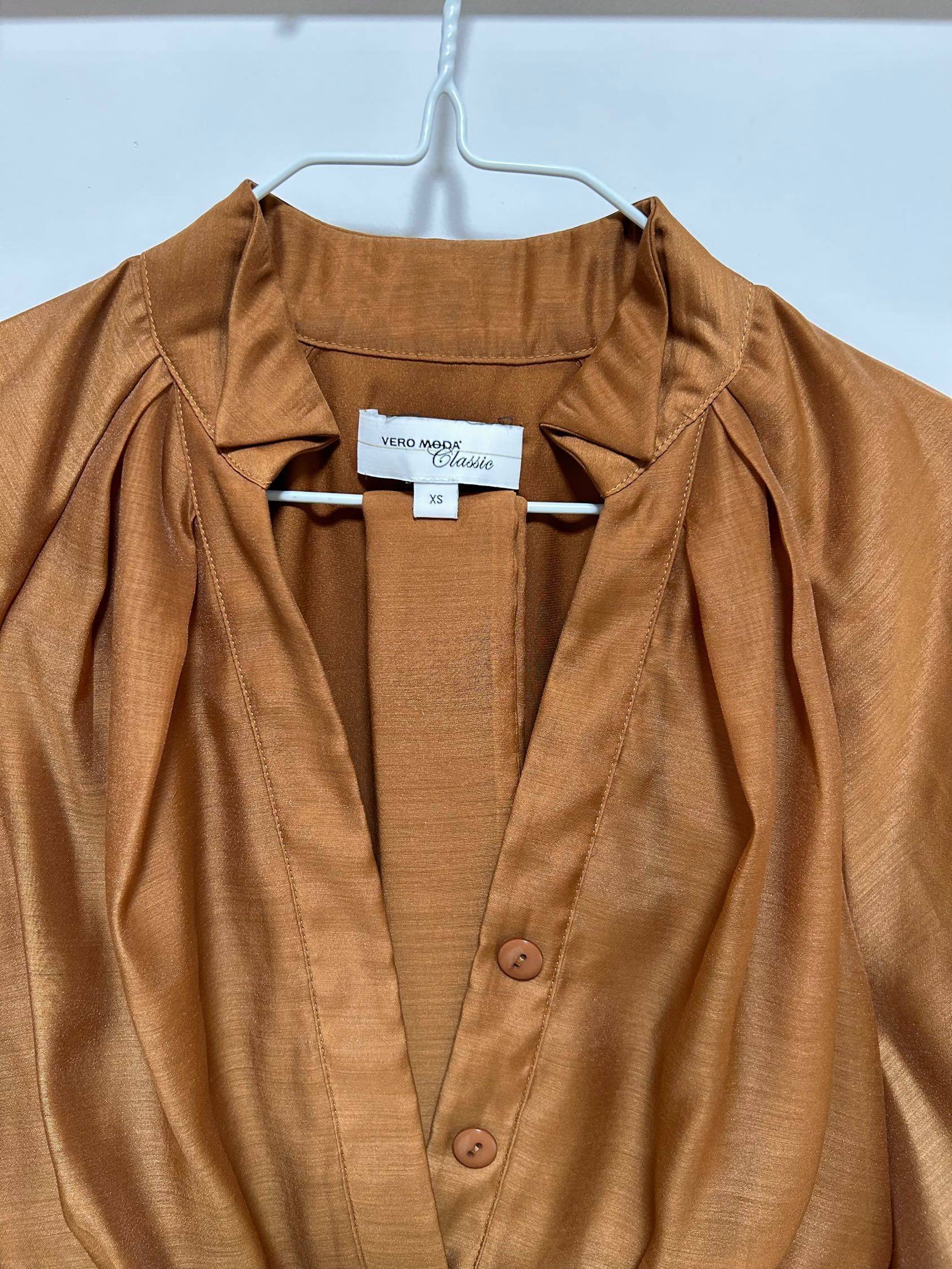 Vero Moda 焦糖色中袖收腰连衣裙_2