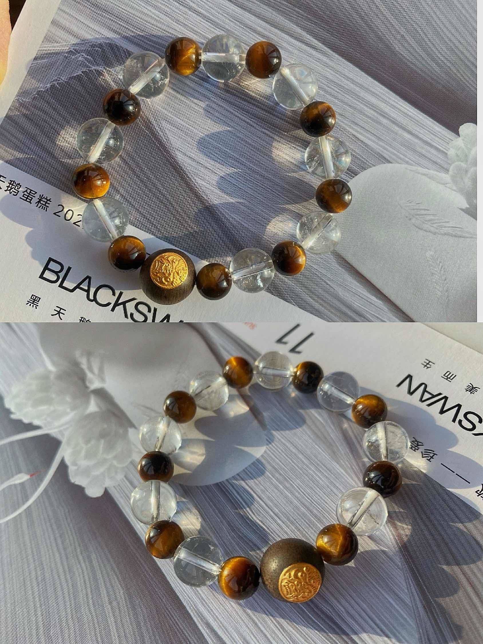 水晶搭配：7A天然白晶   天然黄虎眼石