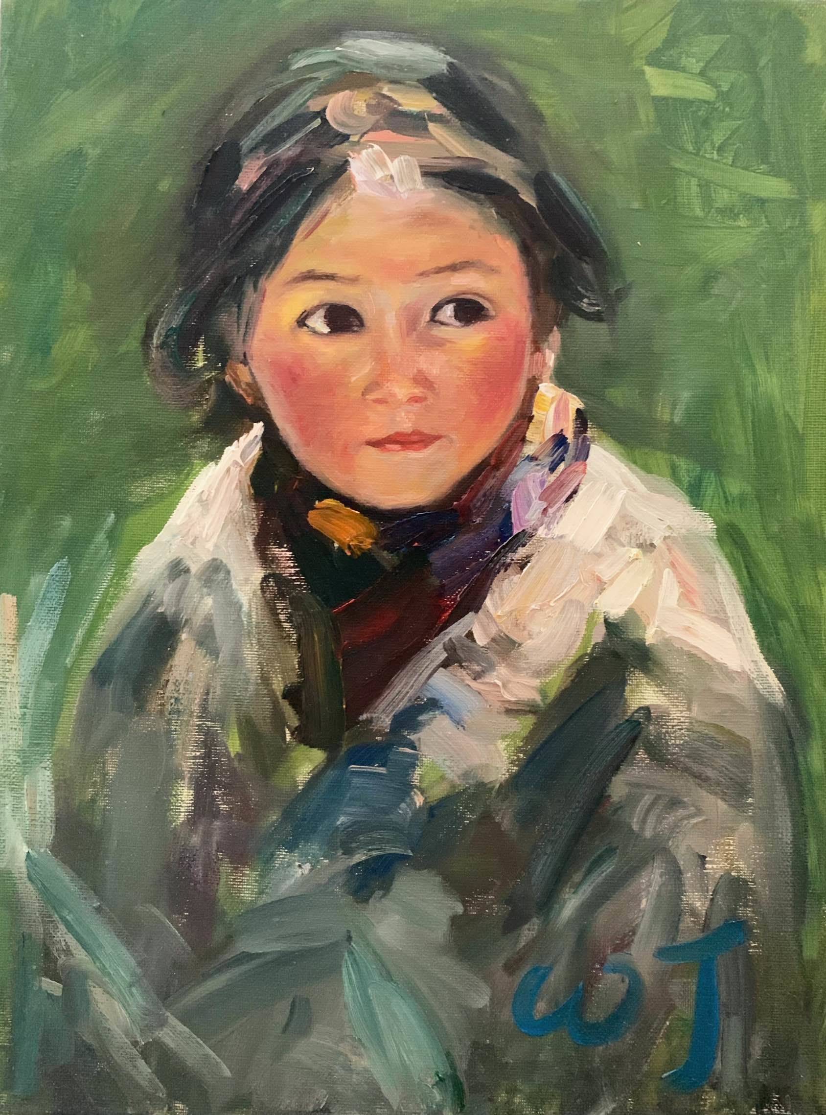 《牧民女孩》 布面油画