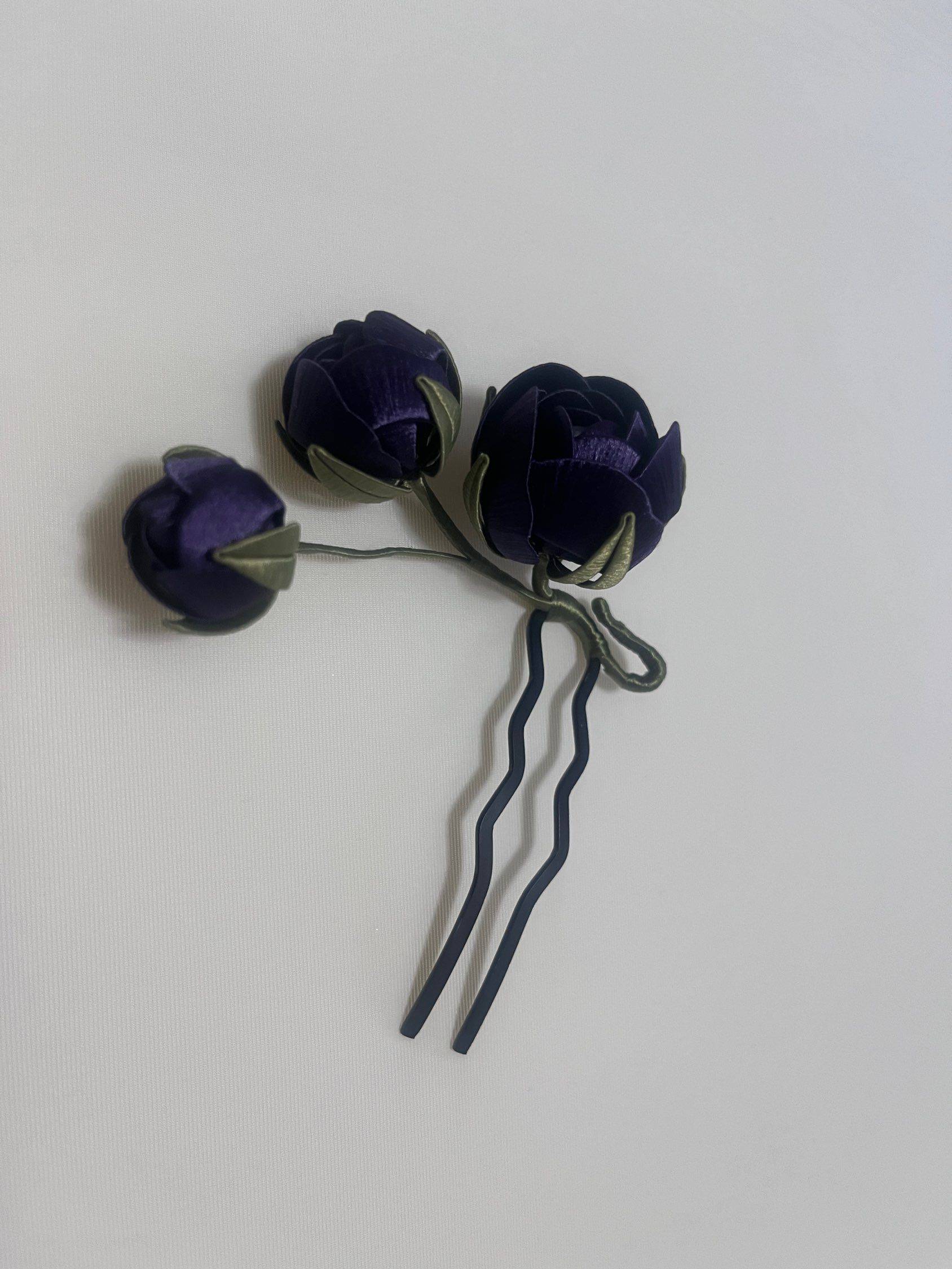 紫色玫瑰非遗编花u 钗
