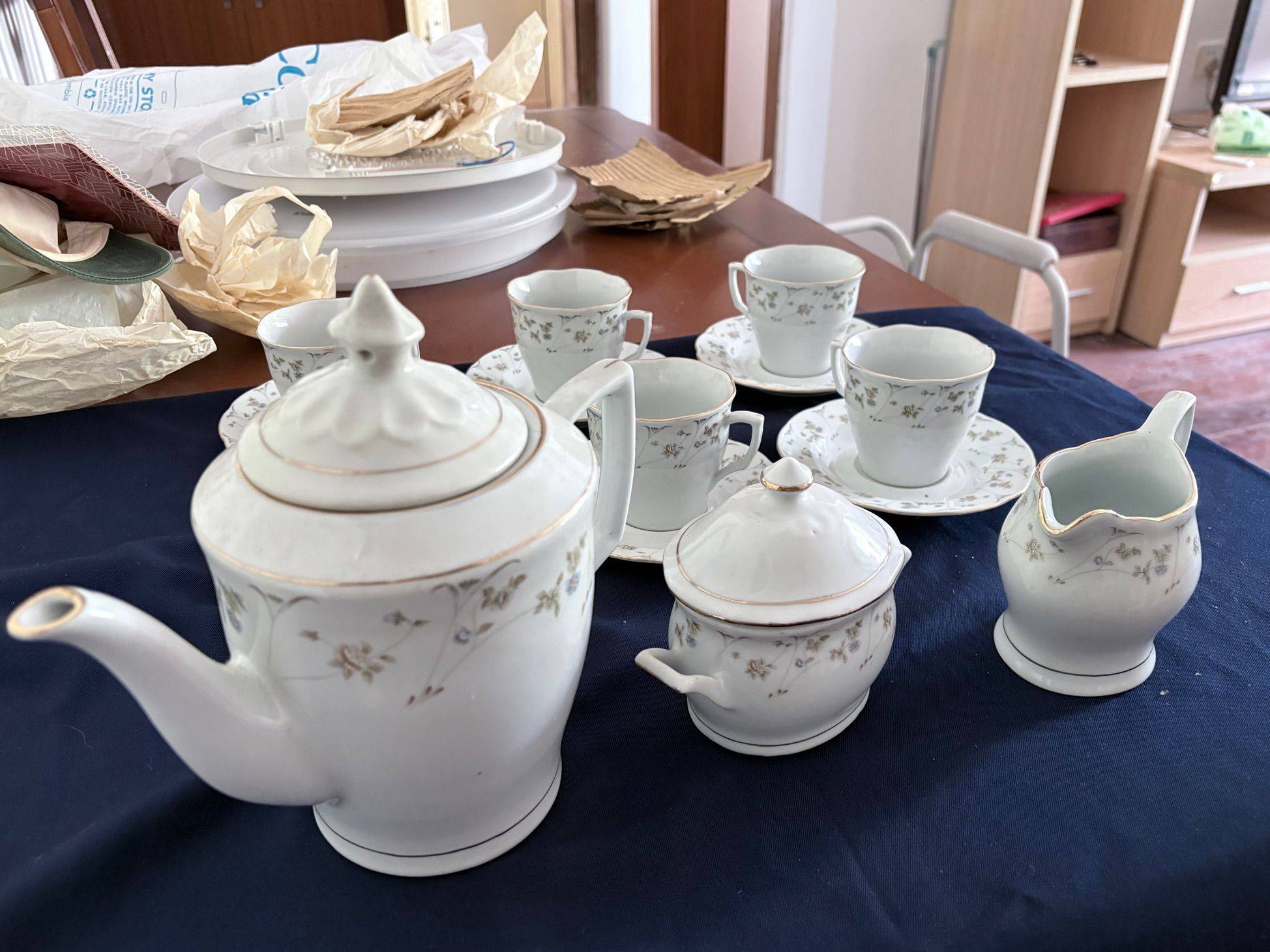 全新中古风景德镇瓷器咖啡壶套装